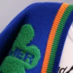 Blue Acrylic Knit V-Neck Letter Flower Casual Women's Cardigan Sweater Single Breasted Cardigan For Women Clothing Thick Winter - Image 5