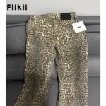 American Retro Leopard High Waist Baggy Jeans Women's Casual Pockets Hip-hop Pants 2024 Spring Y2K Oversiz Panther Denim Trouser - Image 2