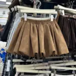 Imitation Suede Flower Bud Skirt Women's New Autumn Winter Loose Versatile A-line Puffy Short Skirt - Image 2